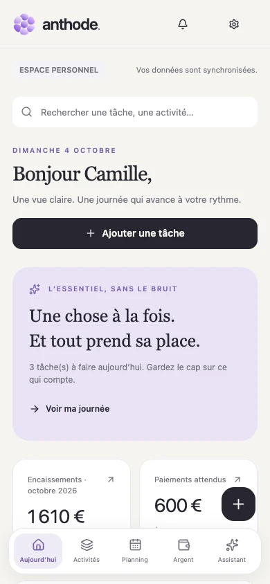 Le même écran Aujourd’hui sur téléphone.